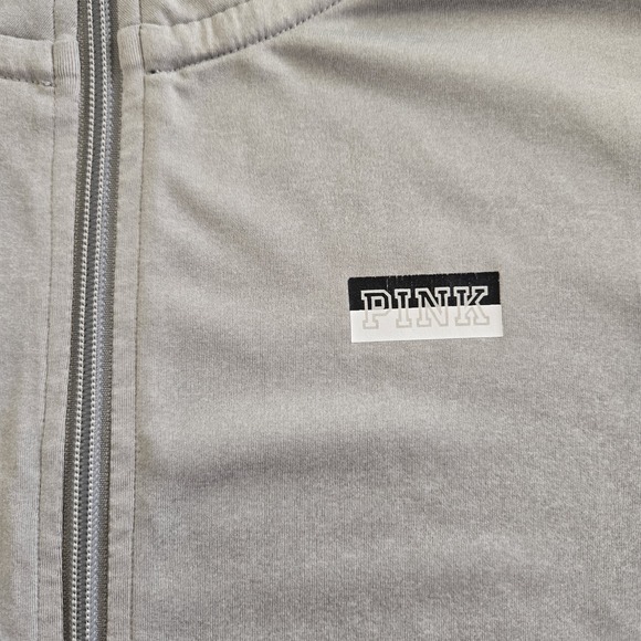 Victoria Secret PINK Ultimate Deep Zip Pullover Jacket Athleisure Luxe SM Gray - Picture 4 of 9